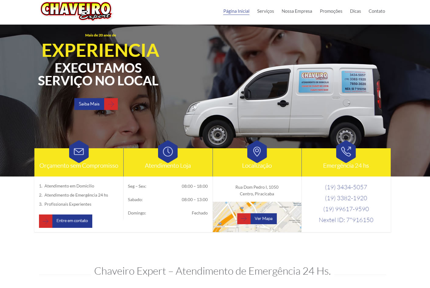 Cliente de Desenvolvimento de Sites em Piracicaba - Chaveiro Expert